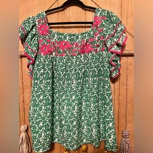 Flowy ruffle sleeve top. Oddi brand.